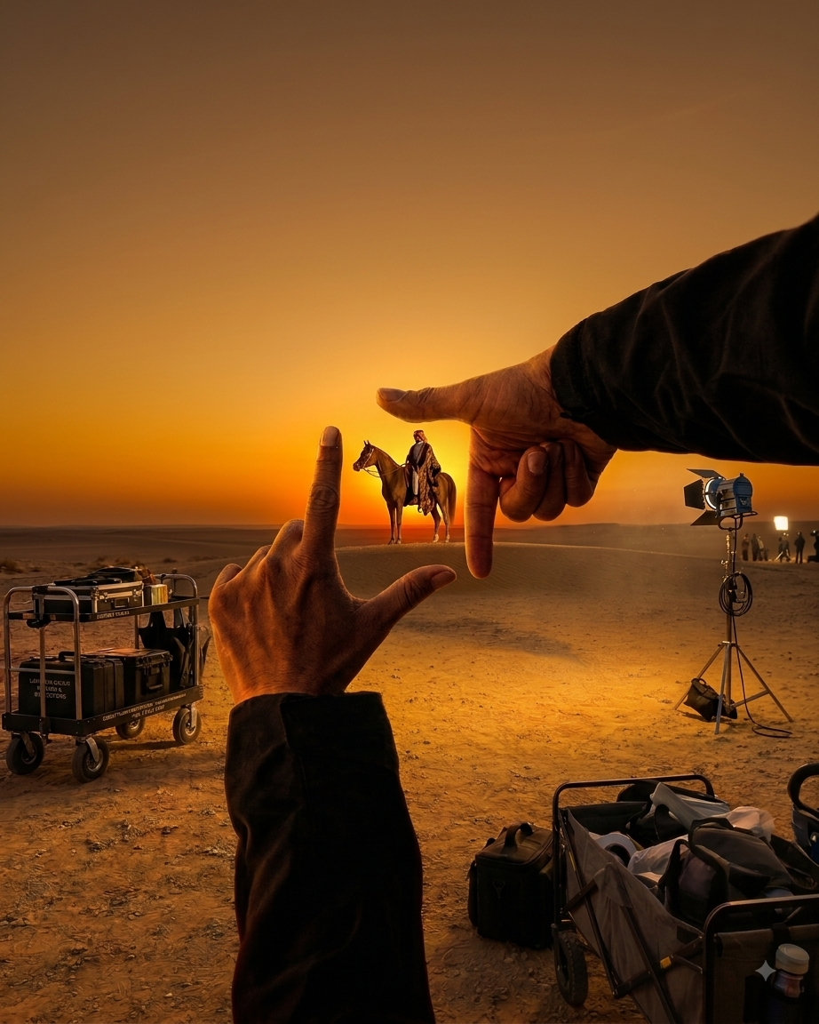 Lumen Productions crew composing a shot on set